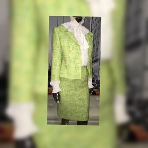 DAVID MEISTER LIME TWEED 2pc Audrey Hepburn Suit